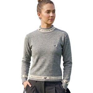Black & White Sportswear Gray Wool Scottie Dog Logo Sweater Made in Japan Size M